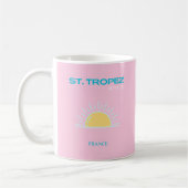 St Tropez、フランス、名門私立校風のピンク コーヒーマグカップ (左)