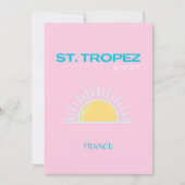 St Tropez、フランス、名門私立校風のピンク サンキューカード (正面)