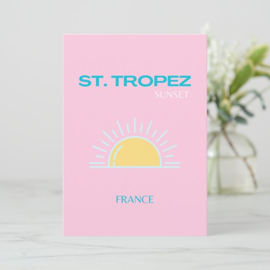 St Tropez、フランス、名門私立校風のピンク サンキューカード (スタンド正面)
