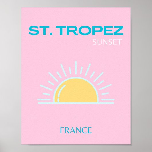 St Tropez、フランス、名門私立校風のピンク ポスター (正面)