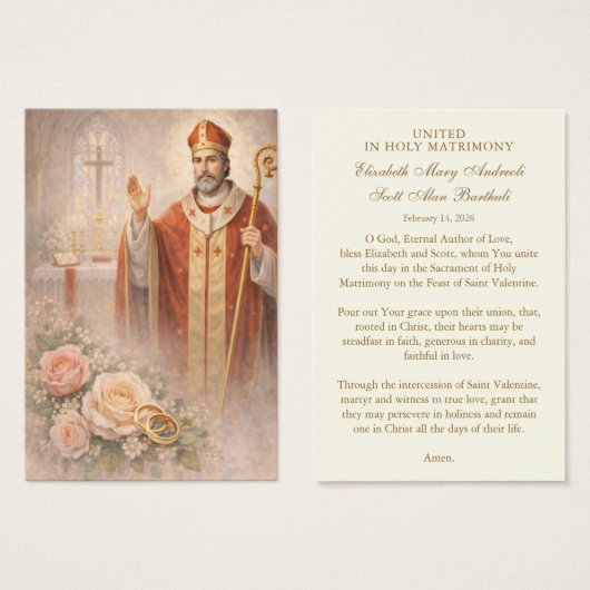 St. Valentine Catholic Wedding Prayer Card (正面&裏面)