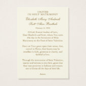 St. Valentine Catholic Wedding Prayer Card (裏面)