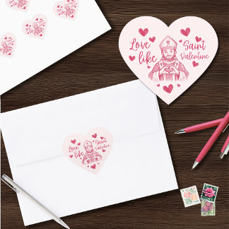 St Valentine Pink Catholic Heart Illustration ハートシール
