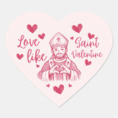St Valentine Pink Catholic Heart Illustration ハートシール (正面)