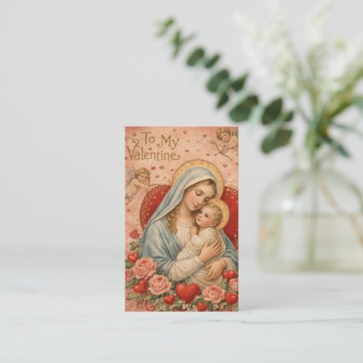 St. Valentine Prayer Poem Religious - Holy Card 名刺 (スタンド正面)