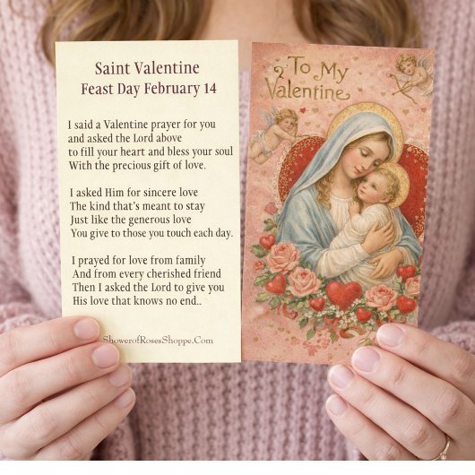 St. Valentine Prayer Poem Religious - Holy Card 名刺