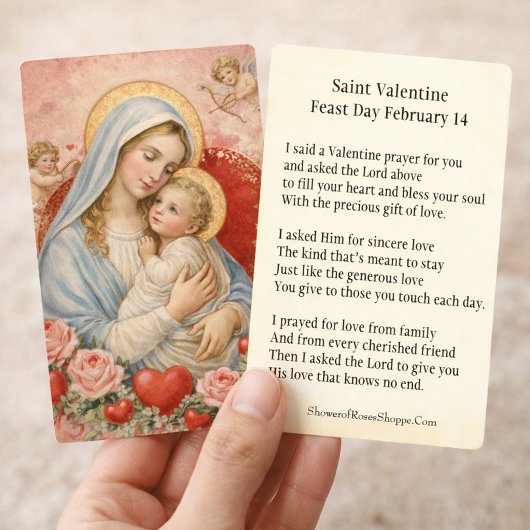 St. Valentine Prayer Poem Religious - Holy Card 名刺