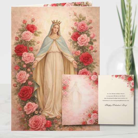 St. Valentines Day Blessed Virgin Floral シーズンカード