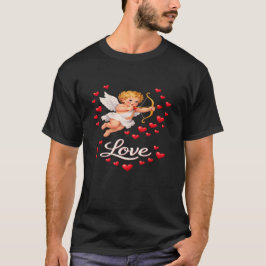 St. Valentines Day Cupid Love Men's Black  Tシャツ