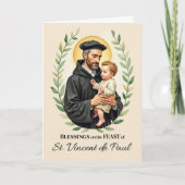 St. Vincent de Paul Feast Day Blessings Leafy Wrea カード (正面)