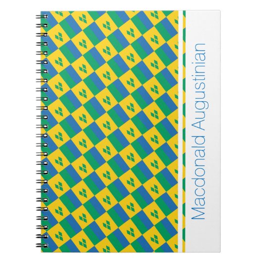 ST VINCENT FLAGカスタムノートの追加ジャーナル ノートブック (正面)