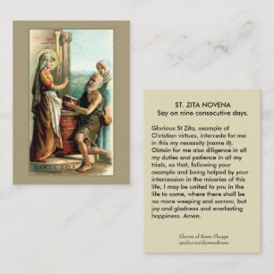 St. Zitaの新しいNovenaの祈りの言葉の神聖なカード 名刺