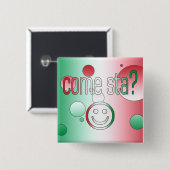 Staを来て下さいか。 イタリアの旗はポップアートを着色します 缶バッジ (正面&裏面)