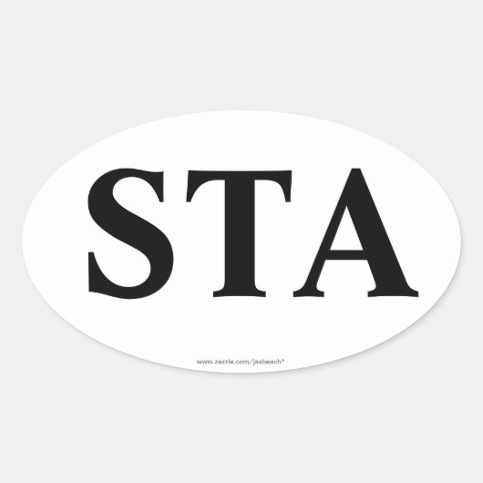"STA"のセントオーガスティンFL楕円形のバンパーステッカー 楕円形シール (正面)