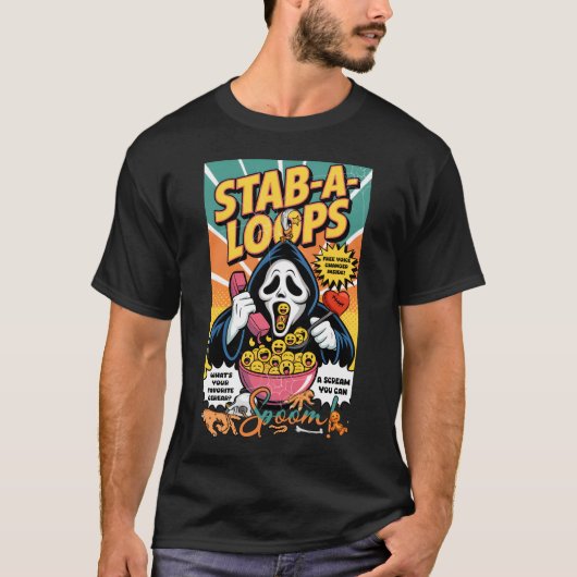 Stab-A-Loopsホラーシリアル幽霊絵文字スクリームホール Tシャツ (正面)