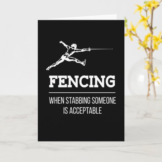 Stabbing Someone Fencing Fencer Epee カード (黄色い花)