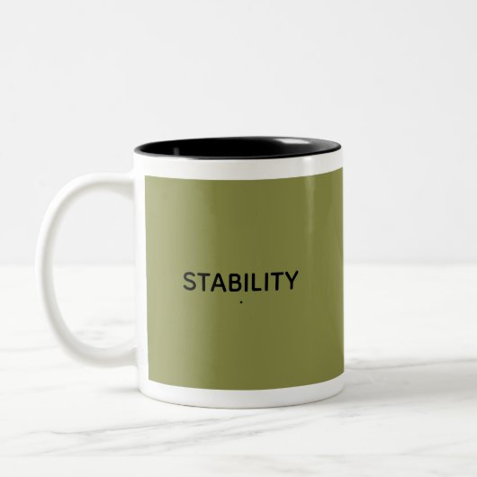 Stability Calm Olive Green Motivational Minimal  ツートーンマグカップ (左)