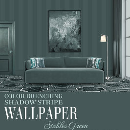 Stables Green Six Inch Shadow Stripe 壁紙