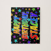 "STACEY" お名前、楽しい "HAPPY BIRTHDAY" ジグソーパズル (縦)