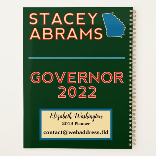 Stacey Abrams Vote Blue、ジョージア州知事 プランナー手帳 (裏面)