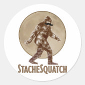 STACHESQUATCH I Mustacheもし私のスクアッチを見たことがある ラウンドシール (正面)