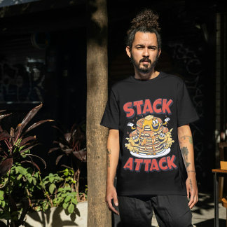 Stack Attack Pancakes Retro Diner Breakfast  Tシャツ