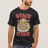 Stack Attack Pancakes Retro Diner Breakfast  Tシャツ (正面)
