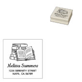 Stack of Books and Open Book Address ラバースタンプ (押印)