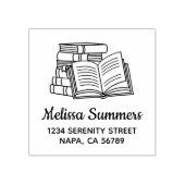 Stack of Books and Open Book Address ラバースタンプ (インプリント)