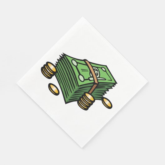 Stack of Cash with Coins Money スタンダードランチョンナプキン (角)