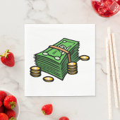 Stack of Cash with Coins Money スタンダードランチョンナプキン
