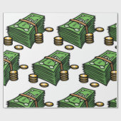 Stack of Cash with Coins Money ラッピングペーパー (フラット)