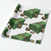 Stack of Cash with Coins Money ラッピングペーパー (アンロールド)