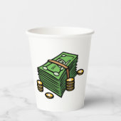 Stack of Cash with Coins Money 紙コップ (正面)