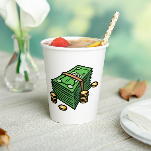Stack of Cash with Coins Money 紙コップ