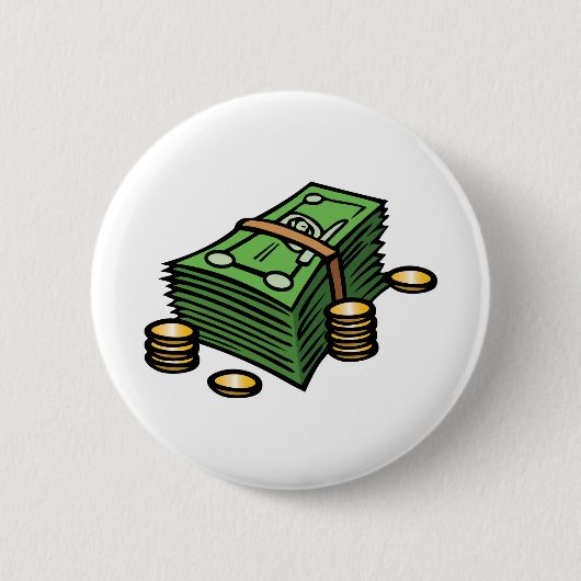 Stack of Cash with Coins Money 缶バッジ (正面)