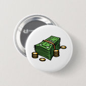 Stack of Cash with Coins Money 缶バッジ (正面&裏面)