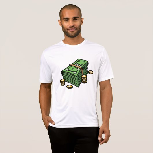 Stack of Cash with Coins Money Tシャツ (正面フル)