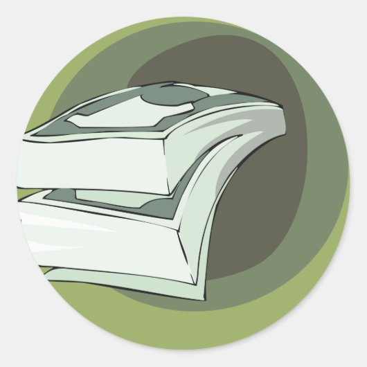 Stack of Money Cash Green Backs ラウンドシール (正面)