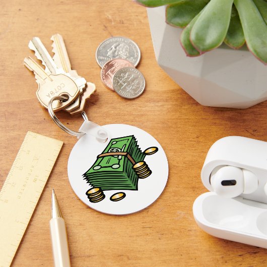 Stack of Notes and Coins Keychain キーホルダー