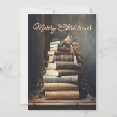 Stack of old books with Christmas Decorations シーズンカード (正面)