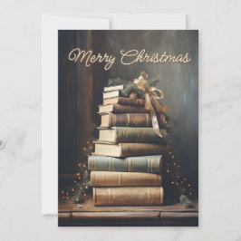 Stack of old books with Christmas Decorations シーズンカード