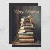 Stack of old books with Christmas Decorations シーズンカード (正面/裏面)