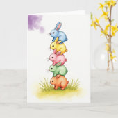 Stacked Animal Friends Card カード (黄色い花)