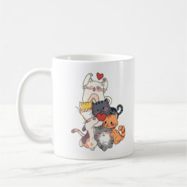 Stacked Cartoon Cats Mug コーヒーマグカップ