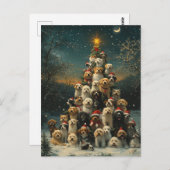 Stacked Dogs Christmas Tree ポストカード (正面/裏面)