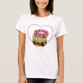 Stacked Donut Heart Love Design Tシャツ (正面)