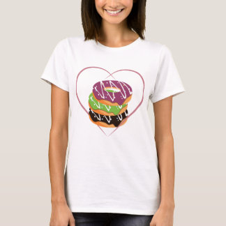 Stacked Donut Heart Love Design Tシャツ