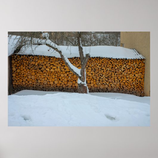 Stacked firewood. ポスター (正面)