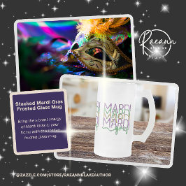 Stacked Mardi Gras Design Frosted Glass Mug フロストグラスビールジョッキ